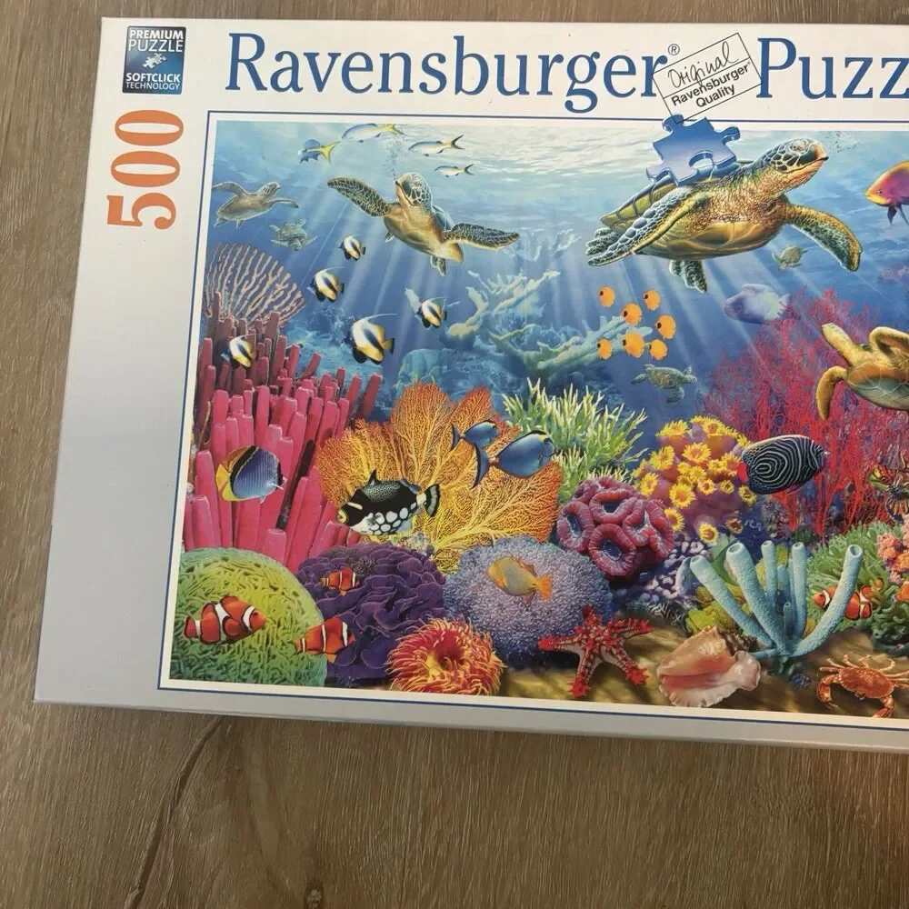 ⁠Ravensburger Tropical Waters 500 Pc Jigsaw Puzzle Sea Turtles NEW Sealed Bag
